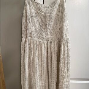 Cream and gray/black striped dress